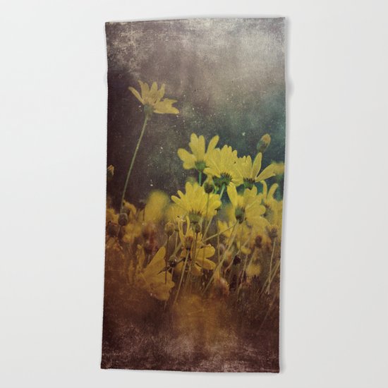 Abstract Yellow Daisies Beach Towel