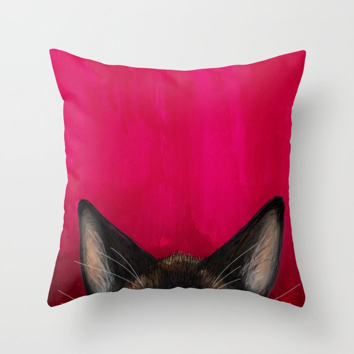 Snowshoe Cat Ears Throw Pillow