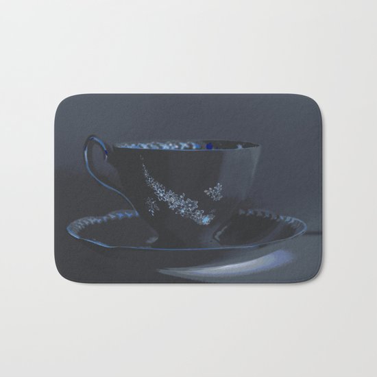 The Black Teacup | Still Life | Kitchen Art | Tea Bath Mat