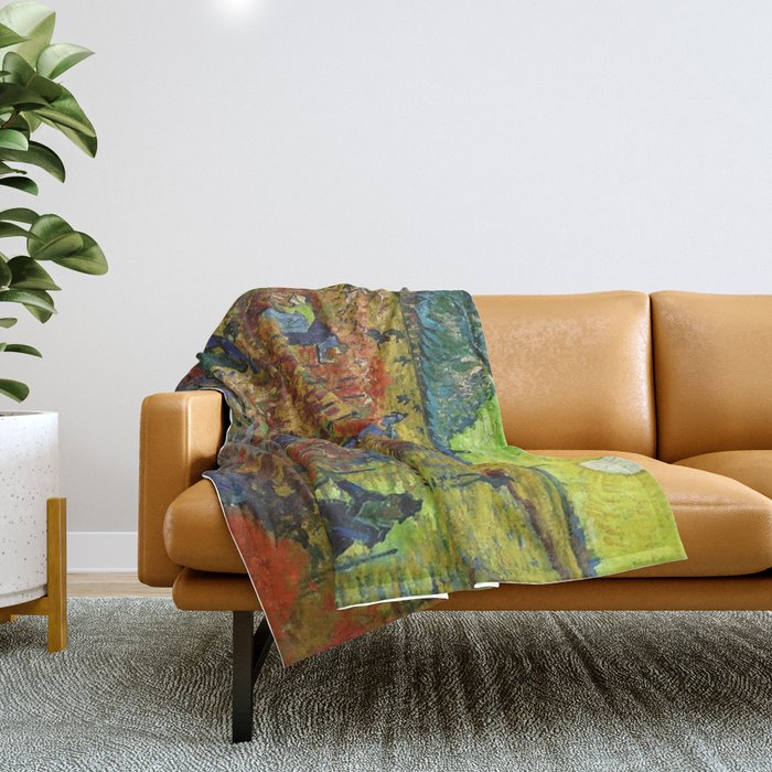Vincent Van Gogh - The Red Vineyard ,1888 Throw Blanket