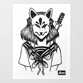 Kitsune Warrior Art Print