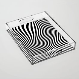 Retro Shapes And Lines Black And White Optical Art Acrylic Tray