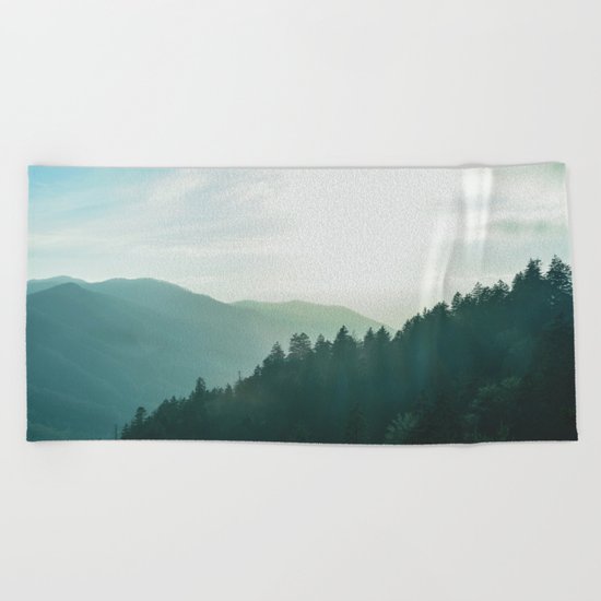 Green Forest, Slow down! Beach Towel