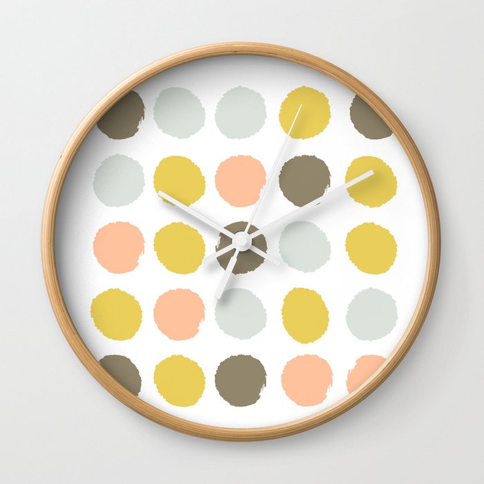 Gender neutral painted dots trendy color palette nursery gifts hipster decor Wall Clock