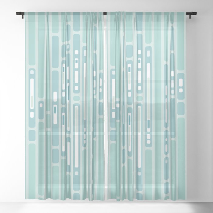 Ocean Reflection – Blue / Teal Midcentury Abstract Sheer Curtain
