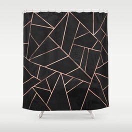 Velvet Black & Rose Gold Shower Curtain