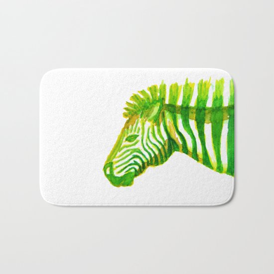 Zebra Watercolor Print Bath Mat