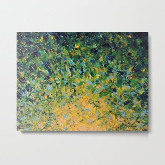 IRISH SUNRISE - Beautiful BOLD Lime Kelly Forest Green Sunrise Sunset Abstract Nature Painting Metal Print