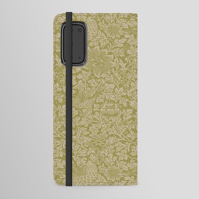 William Morris Bird and Anemone Olive Green Android Wallet Case