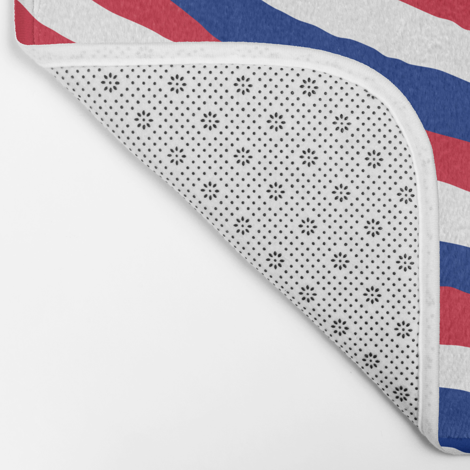 Uk British Union Jack Red White And Blue Zebra Stripes Bath Mat By