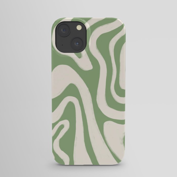 Cheerful Sage Green Liquid Swirl  iPhone Case