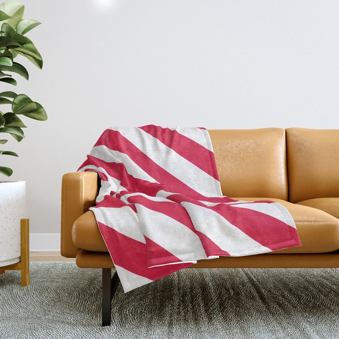 Diagonal Stripes (Crimson/White) Throw Blanket