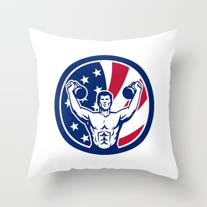 American Physical Fitness USA Flag Icon Throw Pillow