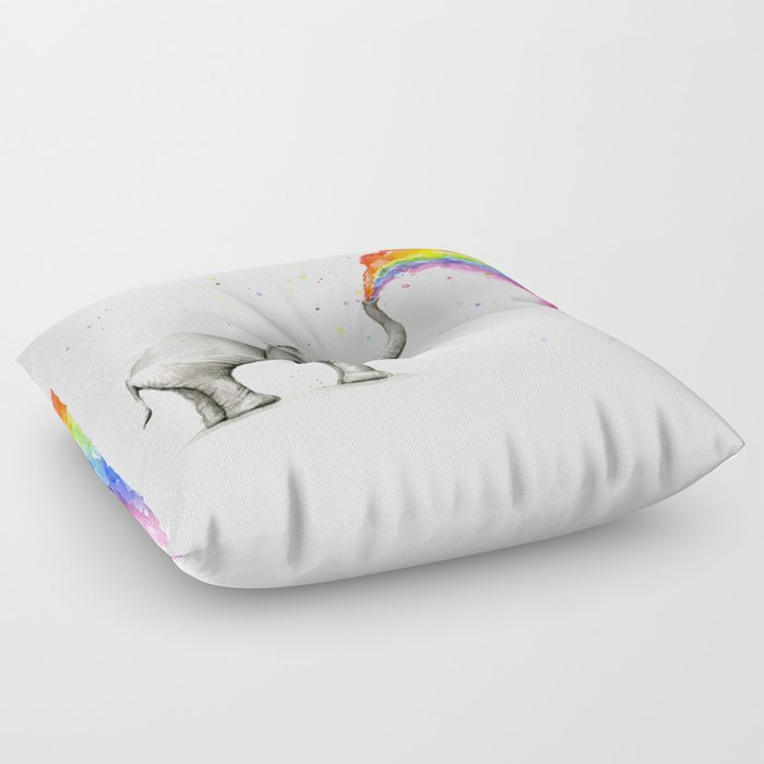 Rainbow Baby Elephant Floor Pillow