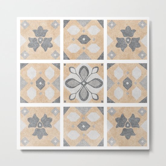 Terracotta Vintage Tiles Design Metal Print