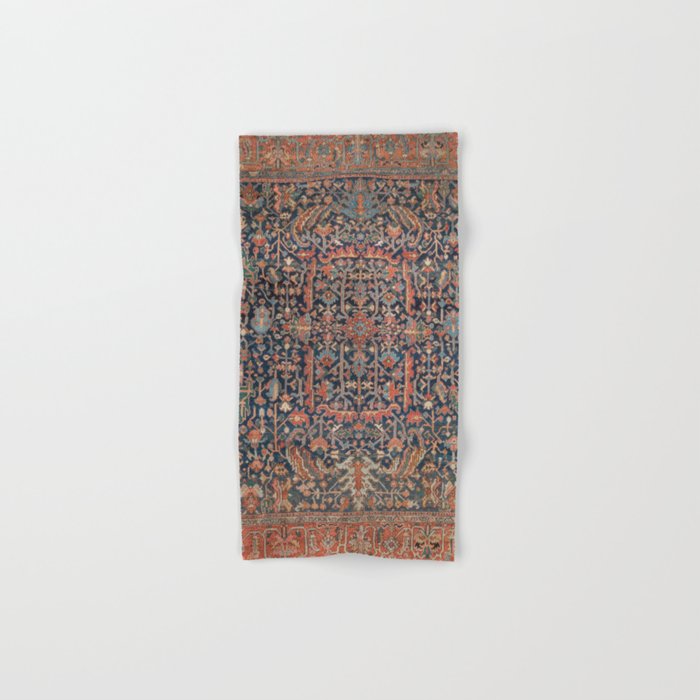 Antique Heriz Carpet Vintage Ornamental Persian Rug Hand & Bath Towel