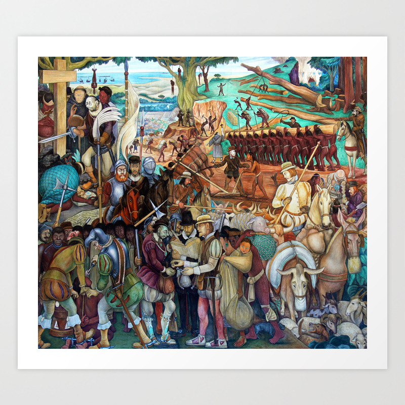 Mural Of Exploitation Of Mexico By Spanish Conquistadors By Diego