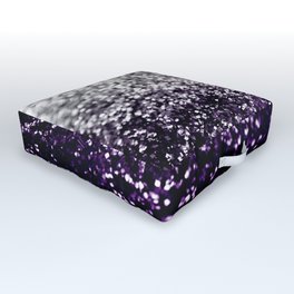Dark Night Purple Black Silver Glitter #1 #shiny #decor #art #society6 Outdoor Floor Cushion
