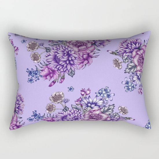 Vintage Purple Florals Rectangular Pillow