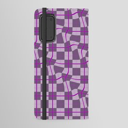 Pink Warped Checkerboard Grid Illustration Android Wallet Case
