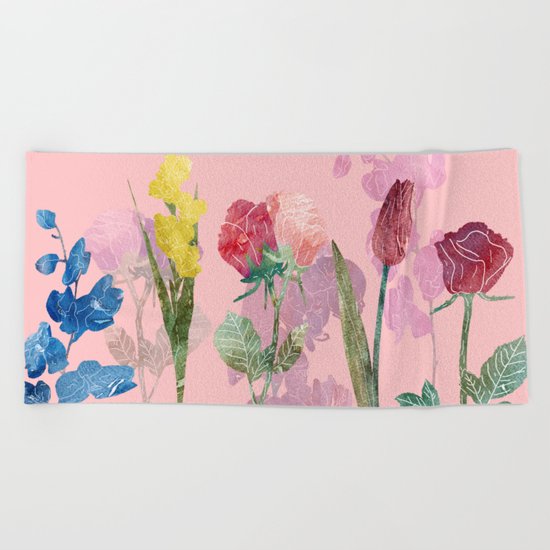 Flowers Four Pink Beach Towel