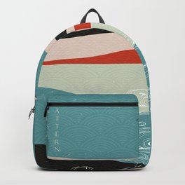 Japanese template  Backpack | Curve, Asian, Japanese, Bird, Waves, Tradition, Crane, Line, River, Set 