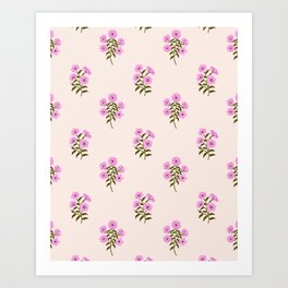 Alpine Cascade in Pink and Forest Green on Cream Art Print