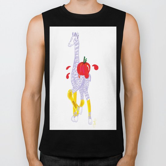 Thanksgiving Food Fight Tomatoe - Midas is Ready - Christmas Lavender Giraffe Biker Tank