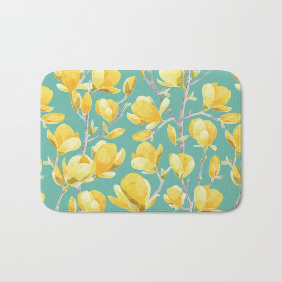 Yellow Magnolia Spring Bloom Bath Mat