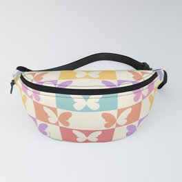 Retro Colorful Butterfly Checkered Pattern Fanny Pack