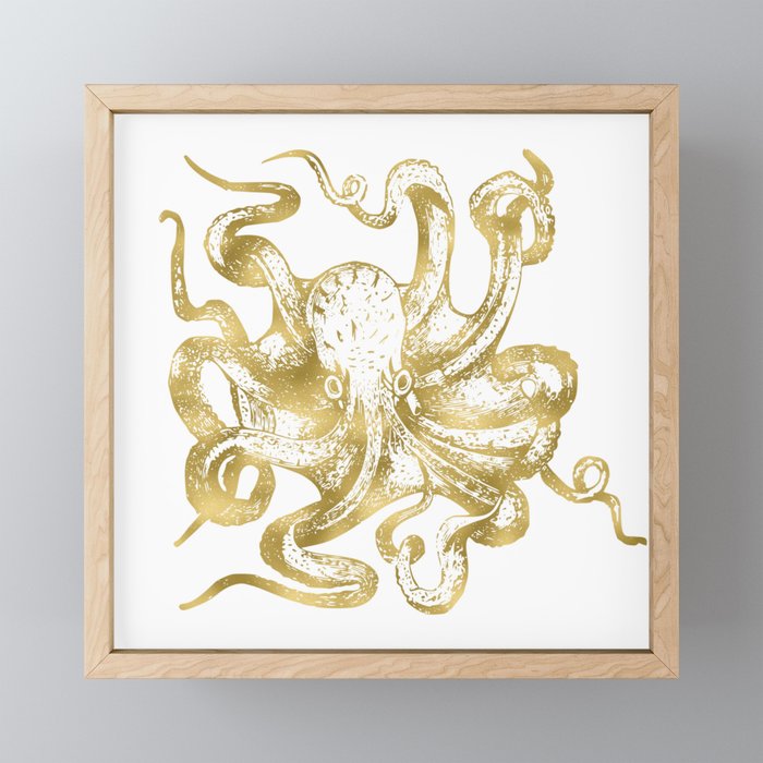 Gold Octopus Framed Mini Art Print