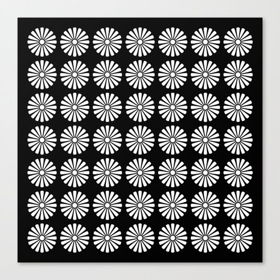 Black And White Flowery Daisy Pattern Canvas Print