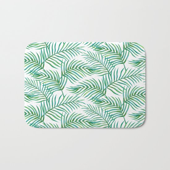 Palm Leaves_Bg White Bath Mat