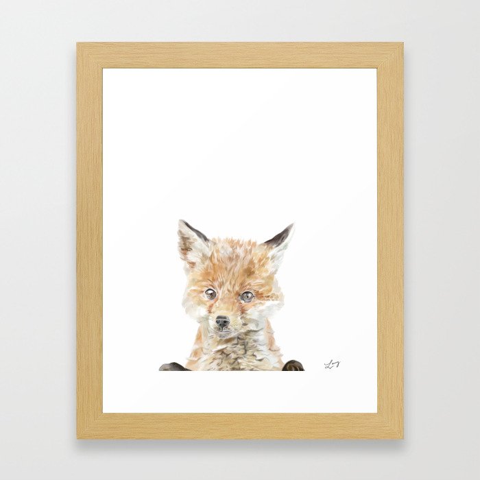 Baby Fox Kit, Nursery Set Framed Art Print