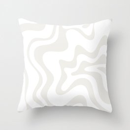 Liquid Swirl Abstract Pattern in Nearly White and Pale Stone Throw Pillow