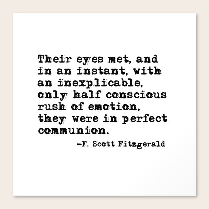 Their eyes met and in an instant Fitzgerald quote Canvas Print by
