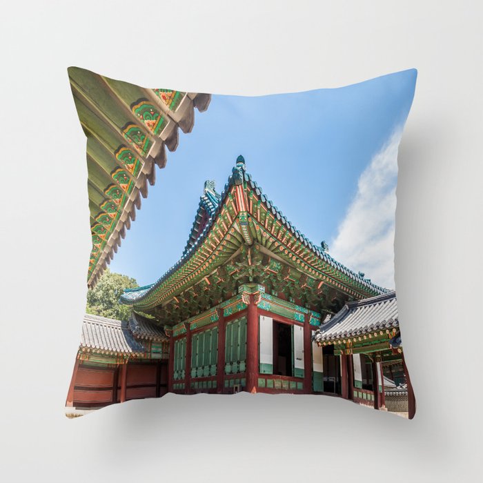 Blue Tile Roof, Changdeokgung Palace, Seoul Throw Pillow