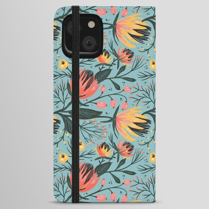 Bright Floral Print iPhone Wallet Case