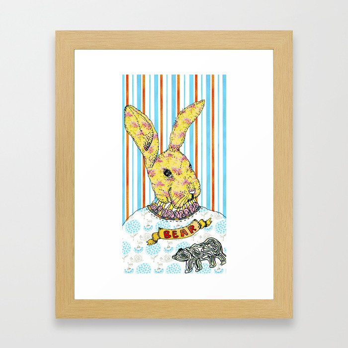 Rabbit and Bear Framed Art Print