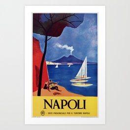Napels Italy retro vintage travel ad Art Print