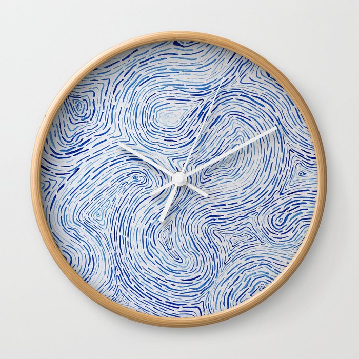 Blue Swirls Wall Clock By Taretakis Society6