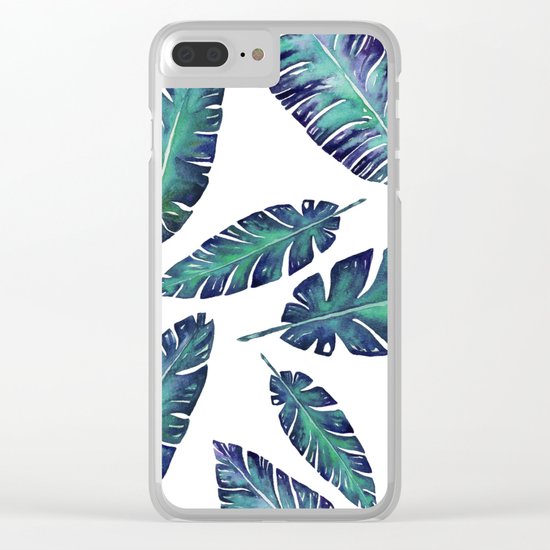 Watercolor garden leaves Clear iPhone Case