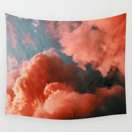 Orange and blue abstract clouds Wall Tapestry