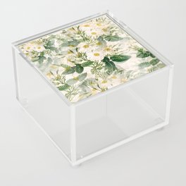 White flowers,vintage flowers pattern Acrylic Box