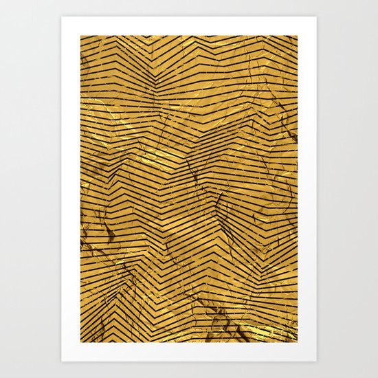 Line Gold Pattern Art Print