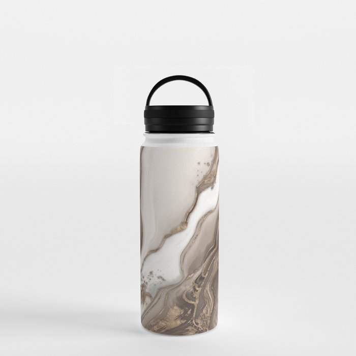 Taupe marble and gold abstract Water Bottle