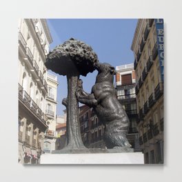 Spain Photography - The Bear And The Strawberry Tree Sculpture  Metal Print