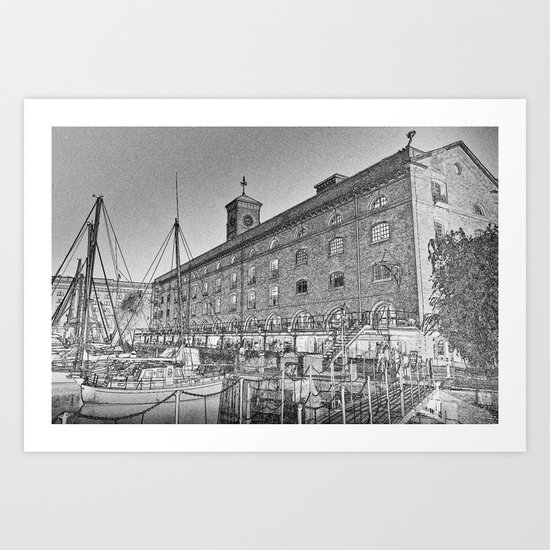 St Katherine's Dock London sketch Art Print