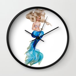 Mermaid and Clown Fish Wall Clock