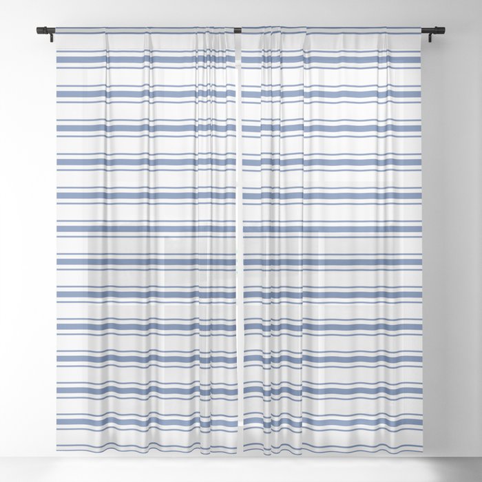 Mattress Ticking Wide Horizontal Stripe In Dark Blue And White